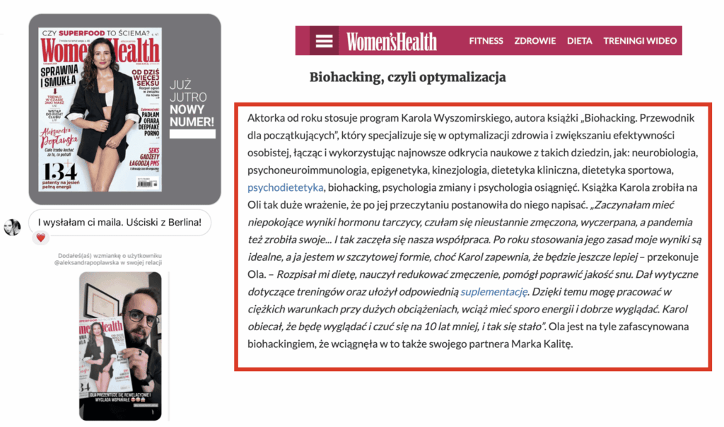 Efekty Aleksandry w magazynie women's health